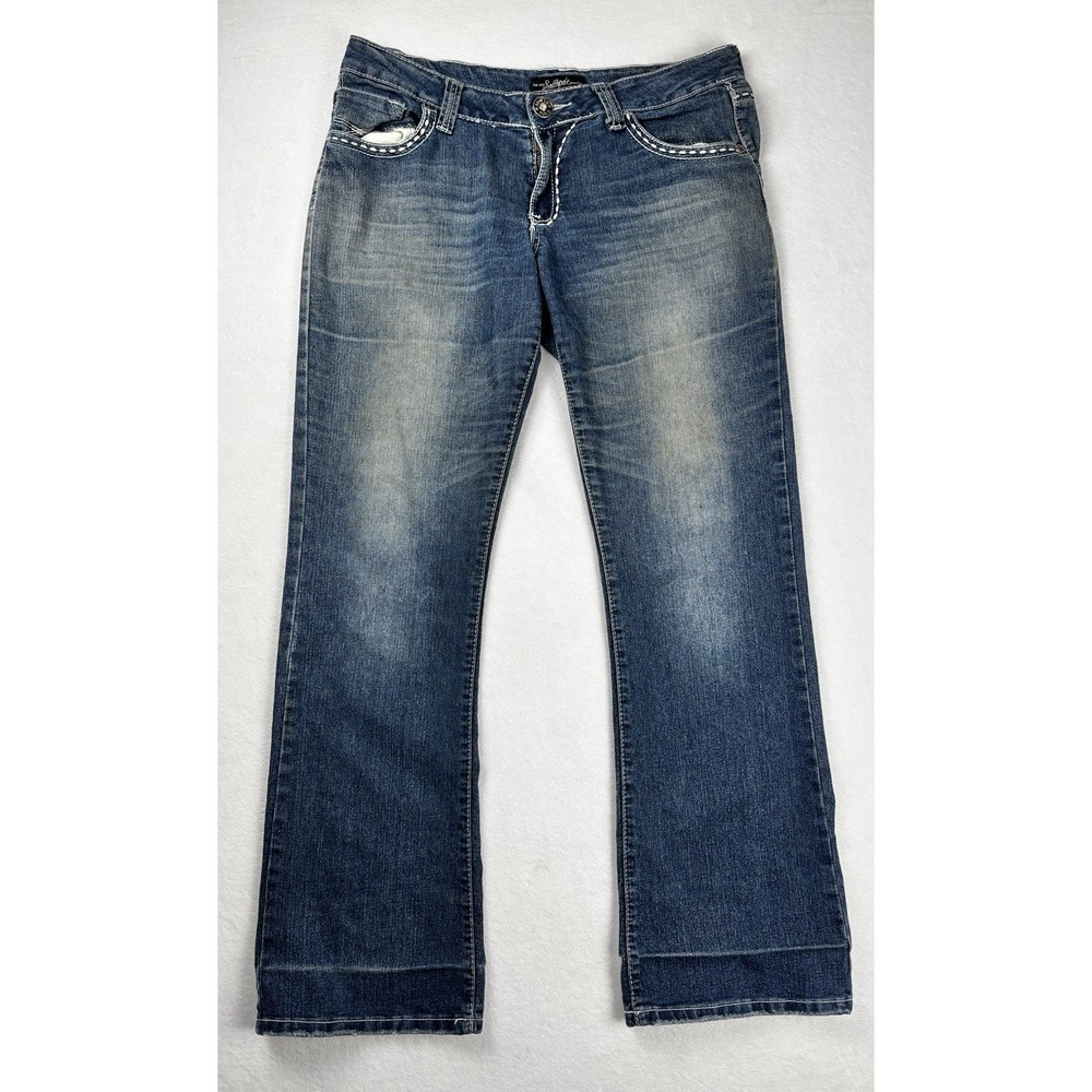 Southpole Jeans Co Women's Bootcut Denim Jeans Size 13 Distressed Flap Pocket‎